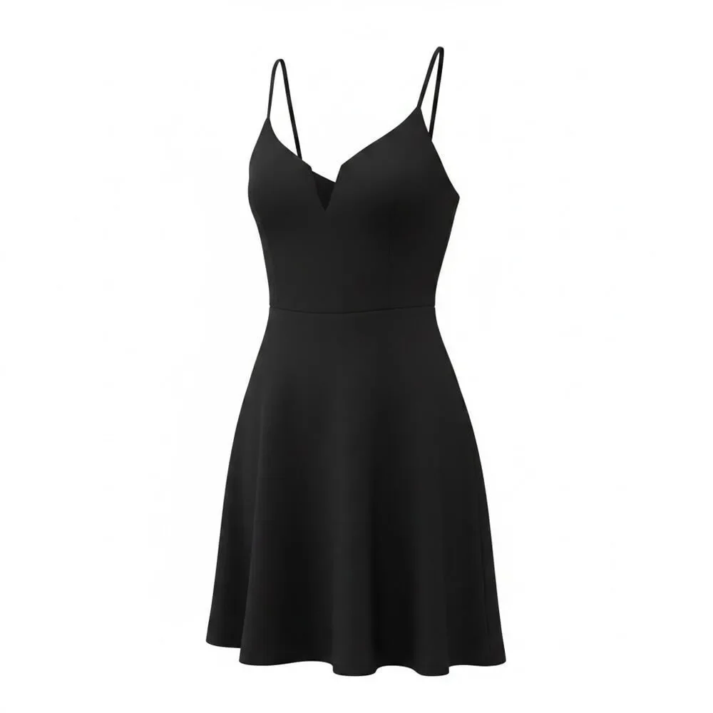 Audrey 3+1 Dress Fit & Flare Mini Black Sleeveless Solid Womens S